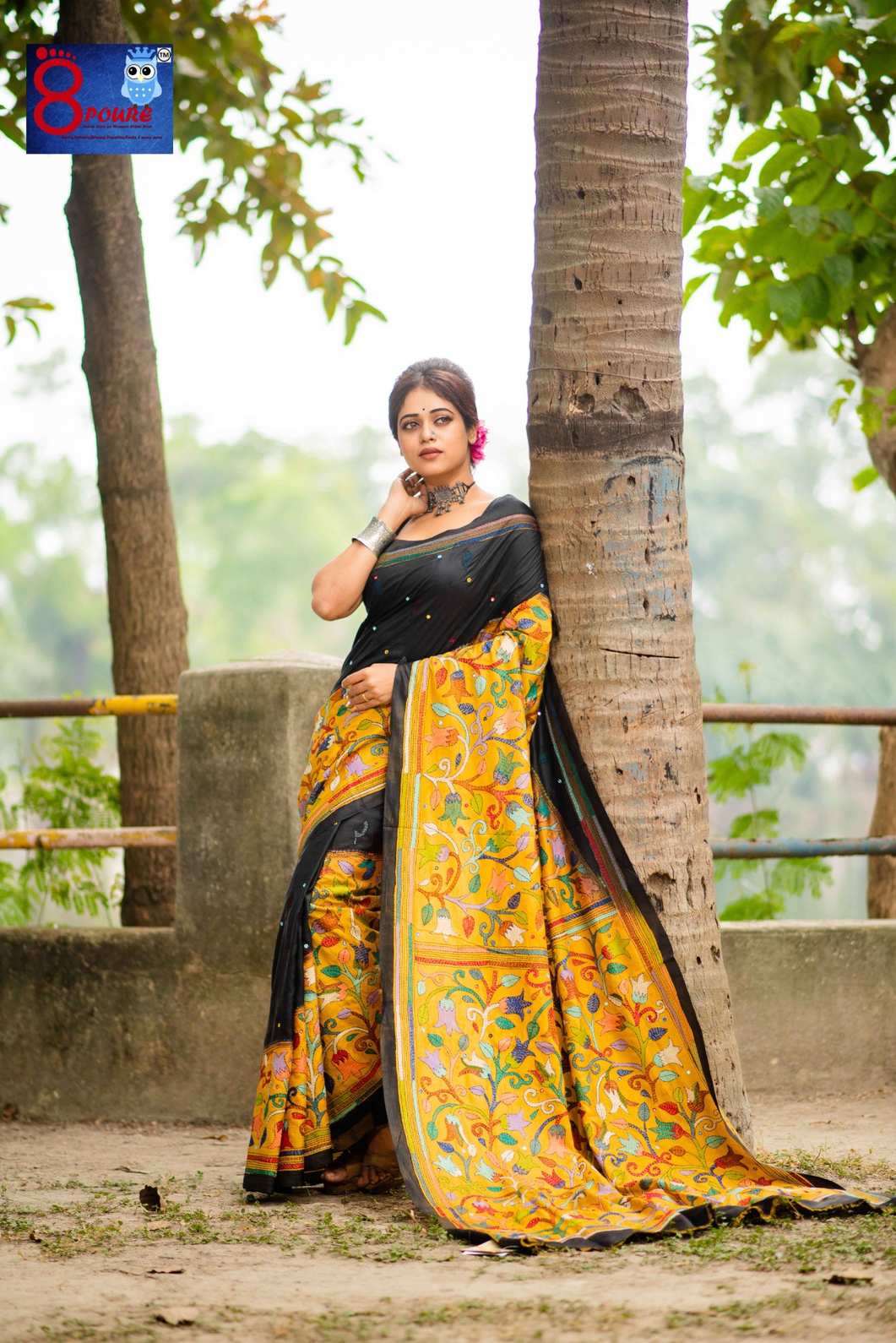 Hand Kantha Stitch Embroidery on Pure Bangalore Silk 