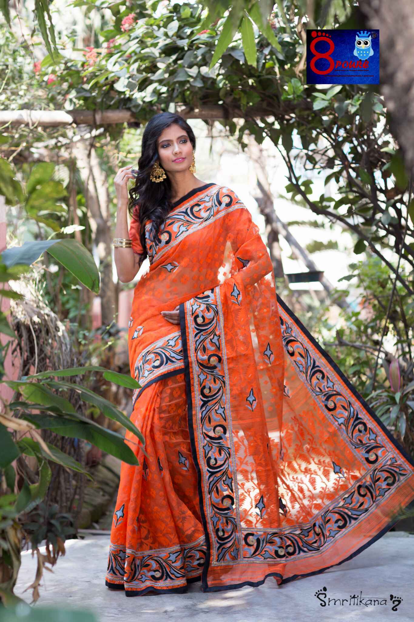 Dhakai Jamdani with Parshi Embroidery Work 