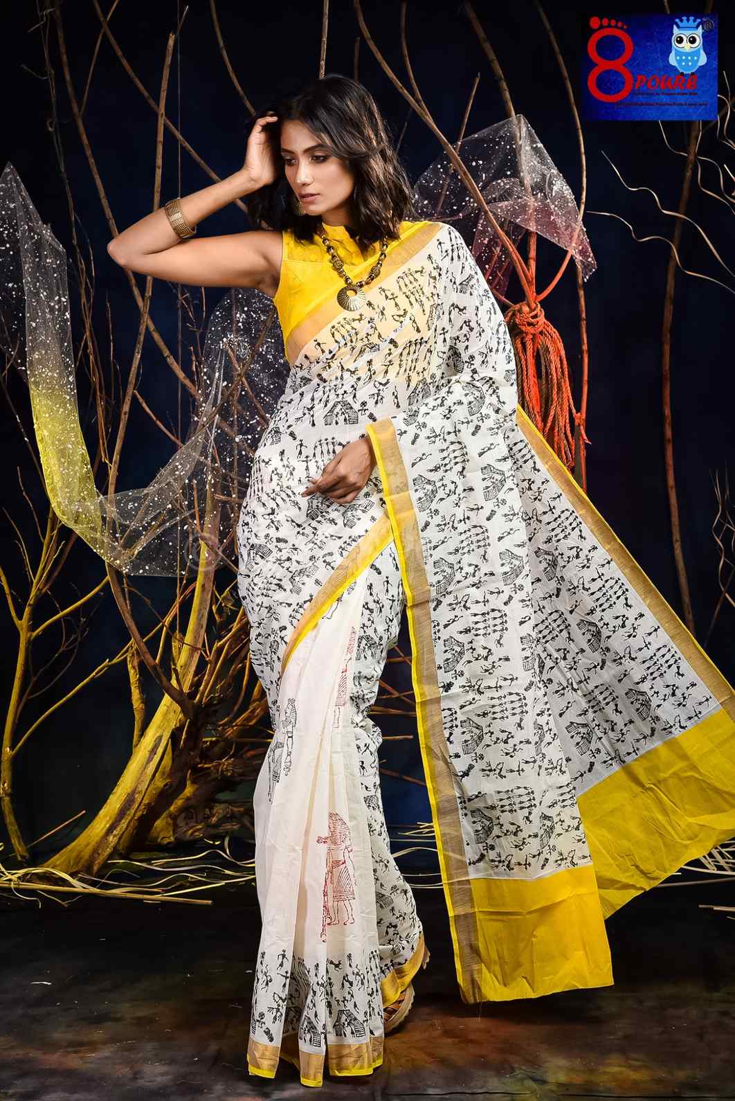 Hand Block Printed Pure Kasavu Cotton 