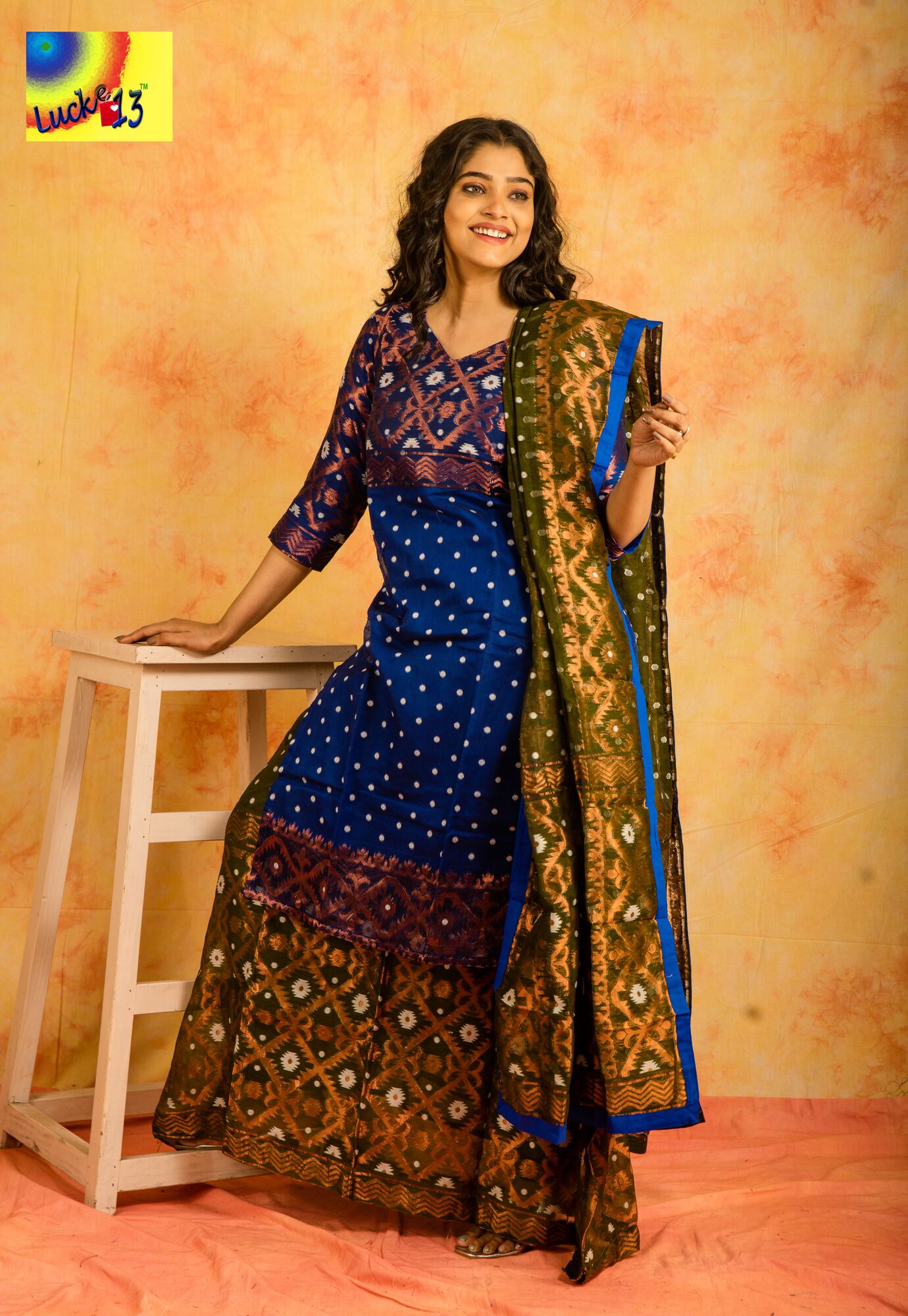 JAMDANI KURTI, SKIRT & DUPATTA | 3 PIECES SET | LAD 32