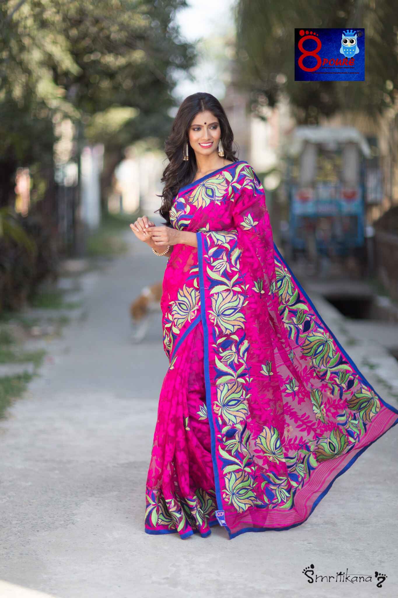 Dhakai Jamdani with Parshi Embroidery Work 