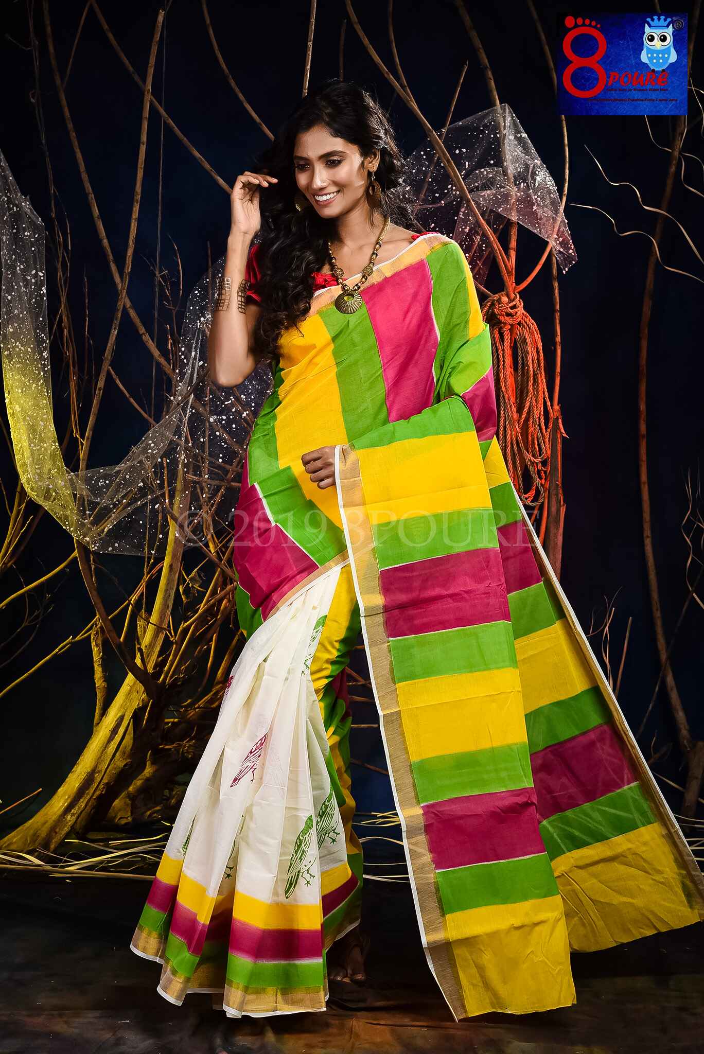 Hand Block Printed Pure Kasavu Cotton 