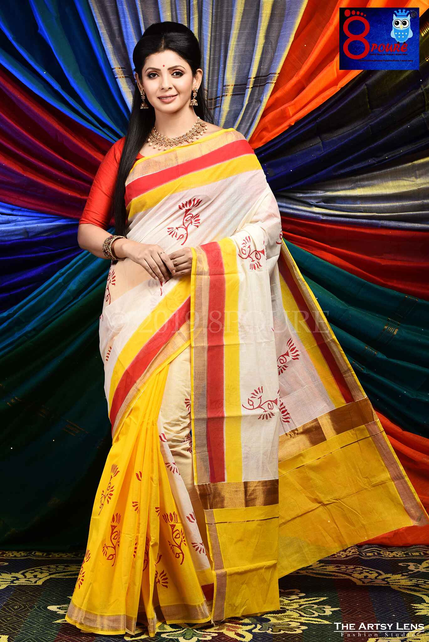 Hand Block Printed Pure Kasavu Cotton 
