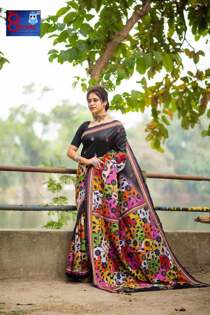 Hand Kantha Stitch Embroidery on Pure Bangalore Silk 