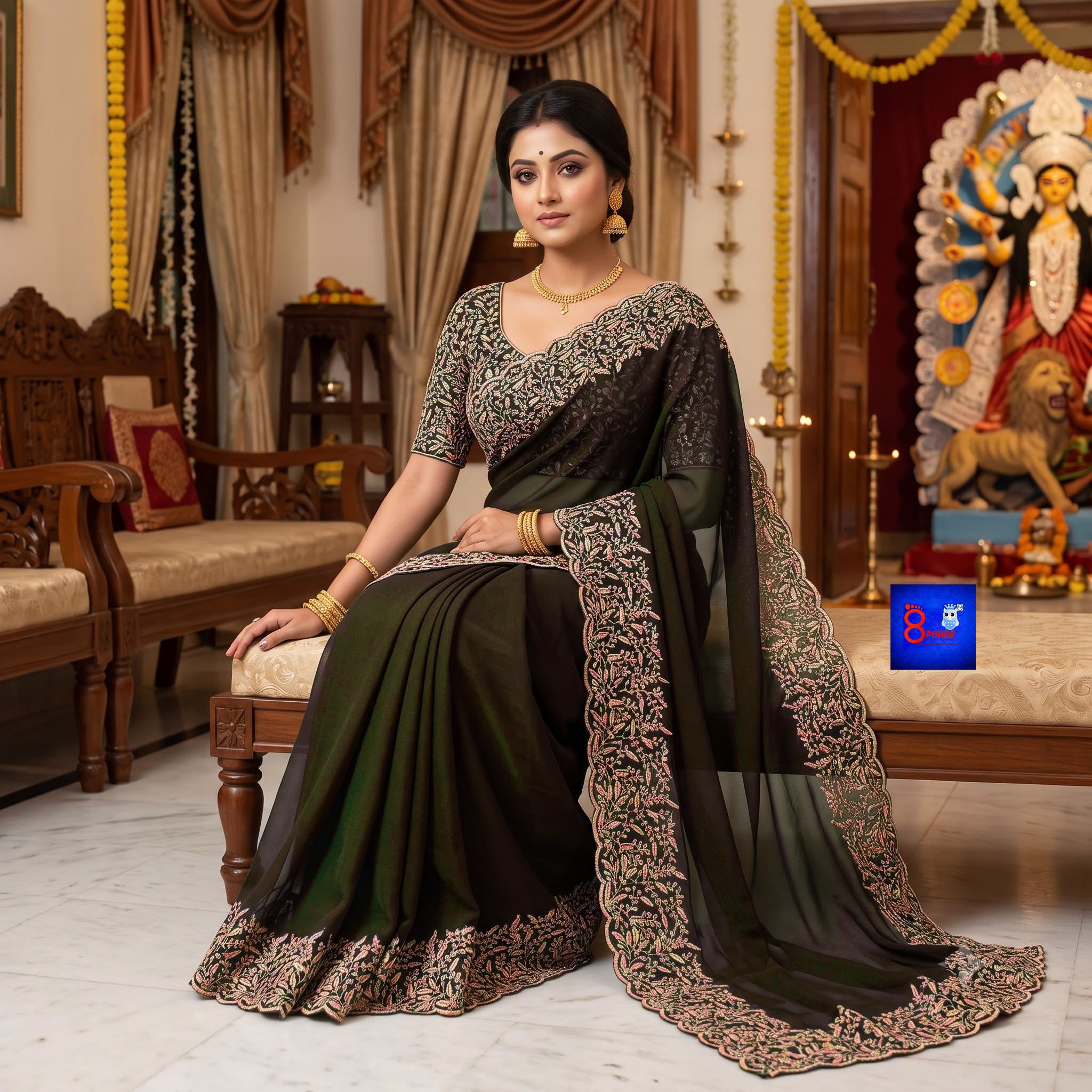 Georgette Embroidered Saree