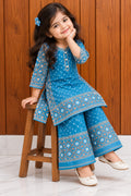 Jamdani Palazzo Set | Sky