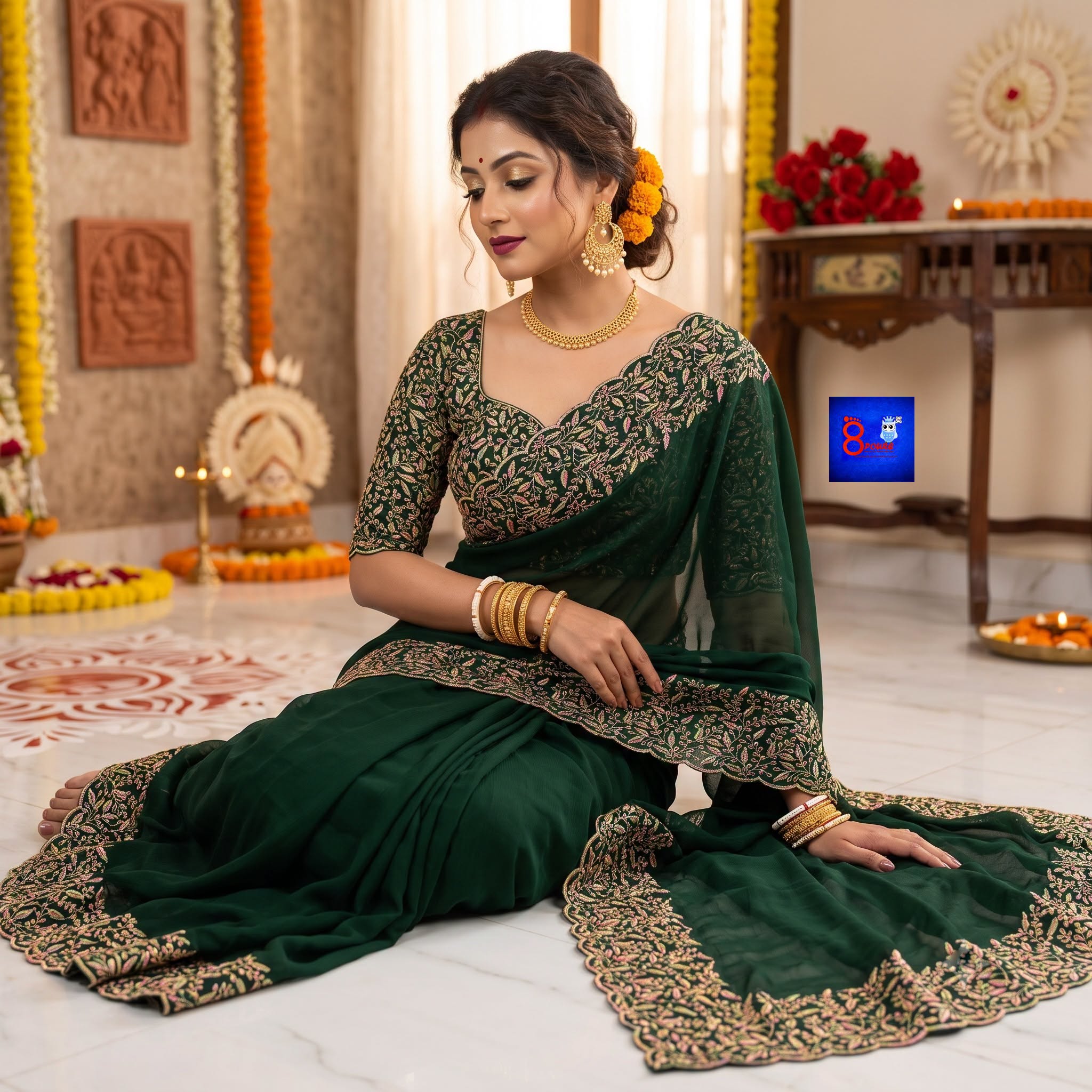 Georgette Embroidered Saree