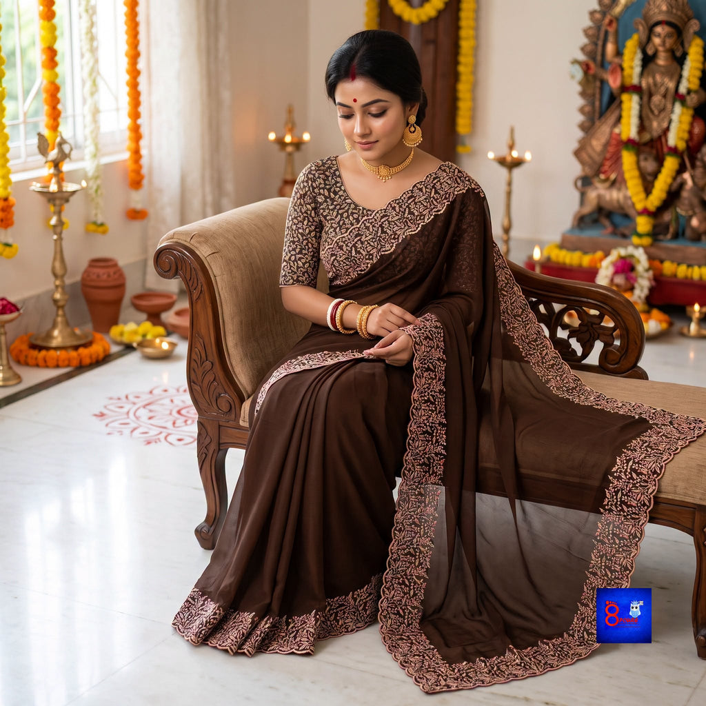 Georgette Embroidered Saree