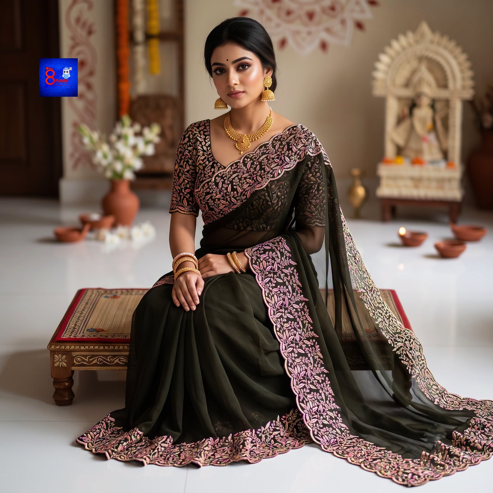 Georgette Embroidered Saree