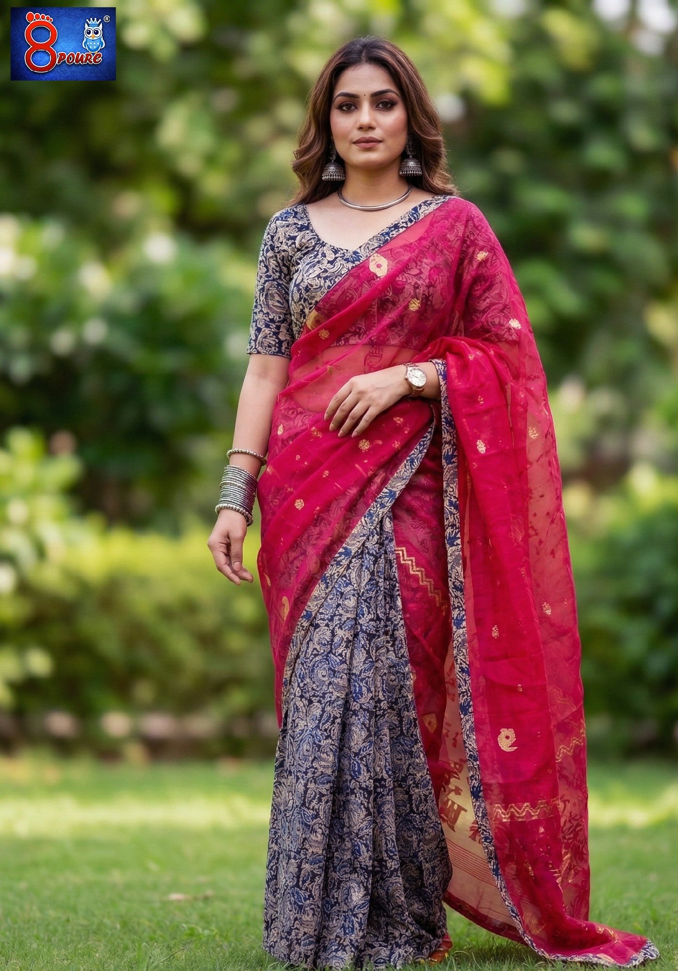 Designer Jamdani Kalamkari Saree