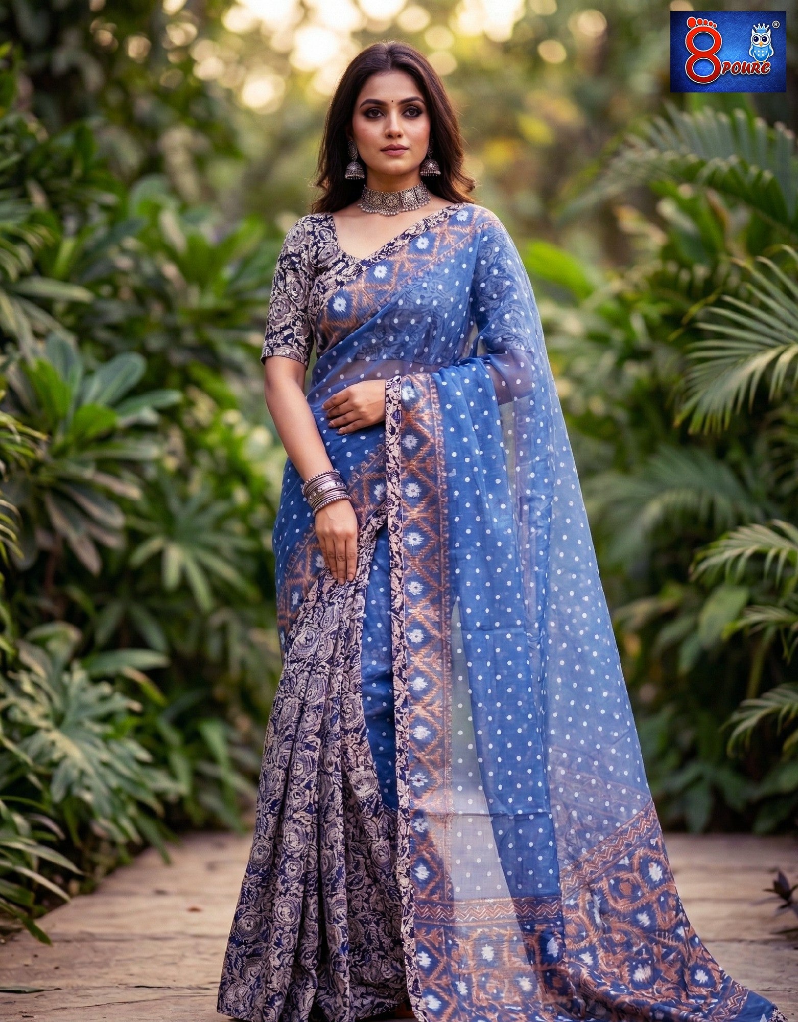 Designer Jamdani Kalamkari Saree