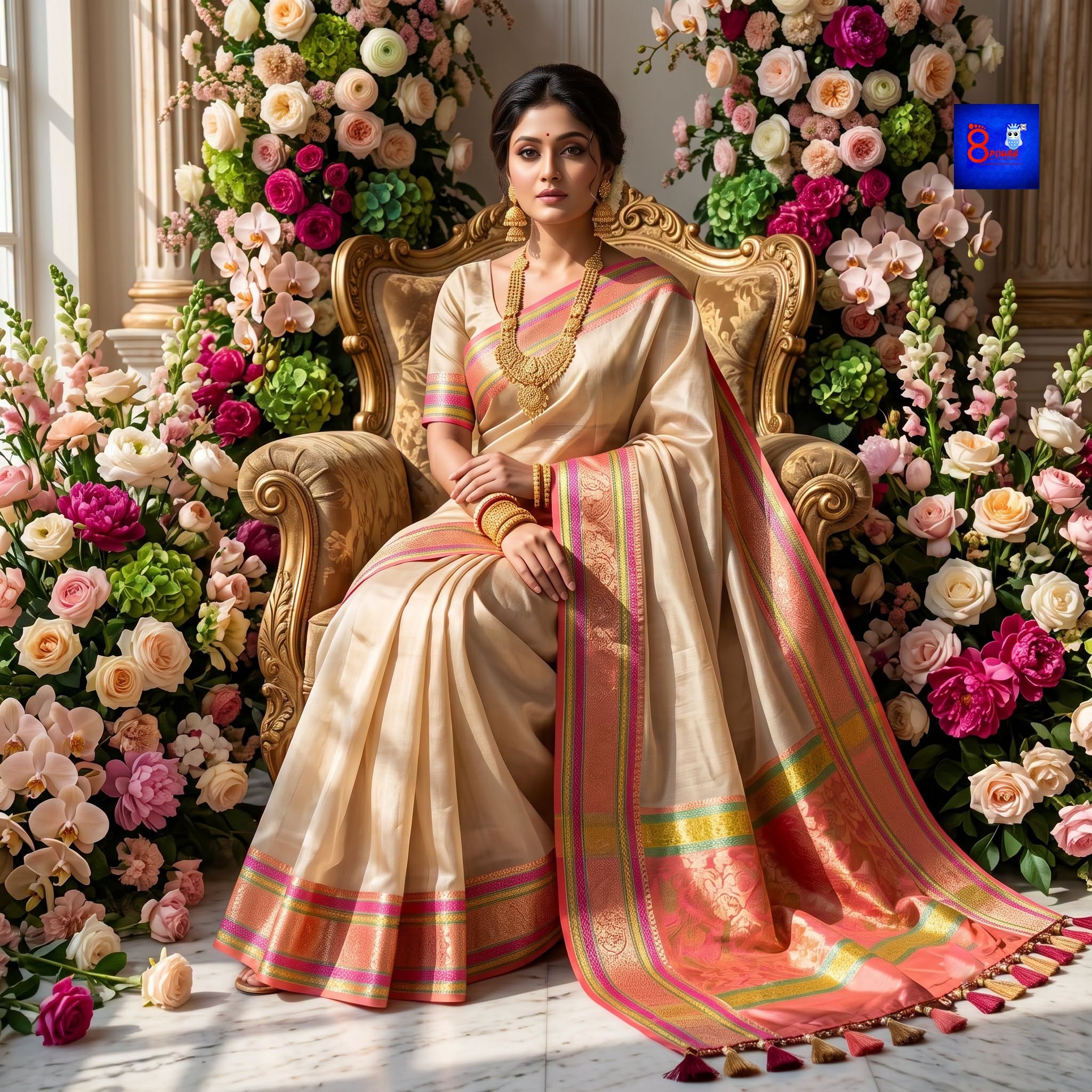 Banarasi Kadwa Zari Kora Saree