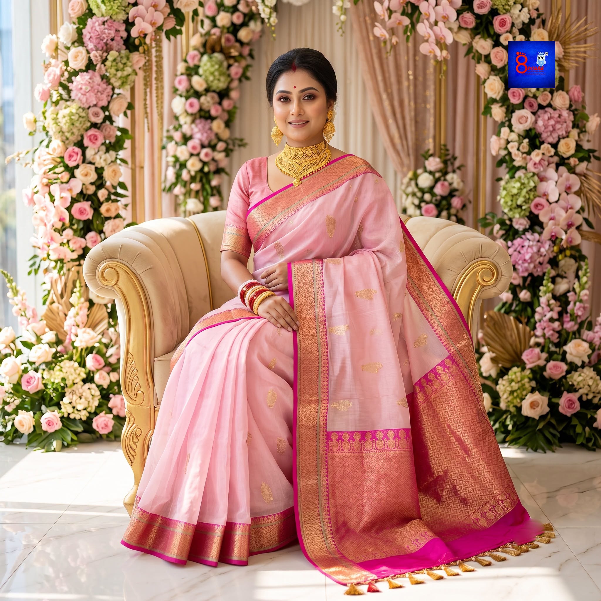 Banarasi Kadwa Zari Kora Saree
