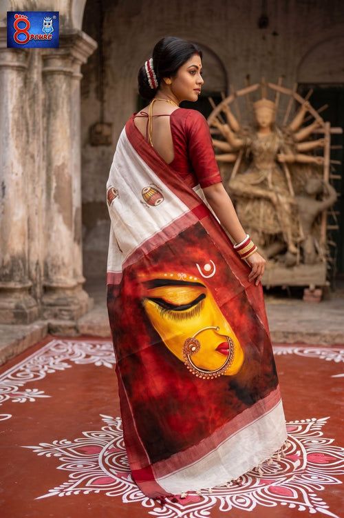 8Poure Durga Canvas Saree