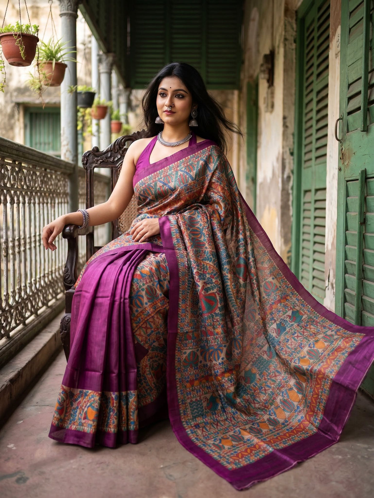 Pure Ghicha Silk Saree | Magenta | Silkmark