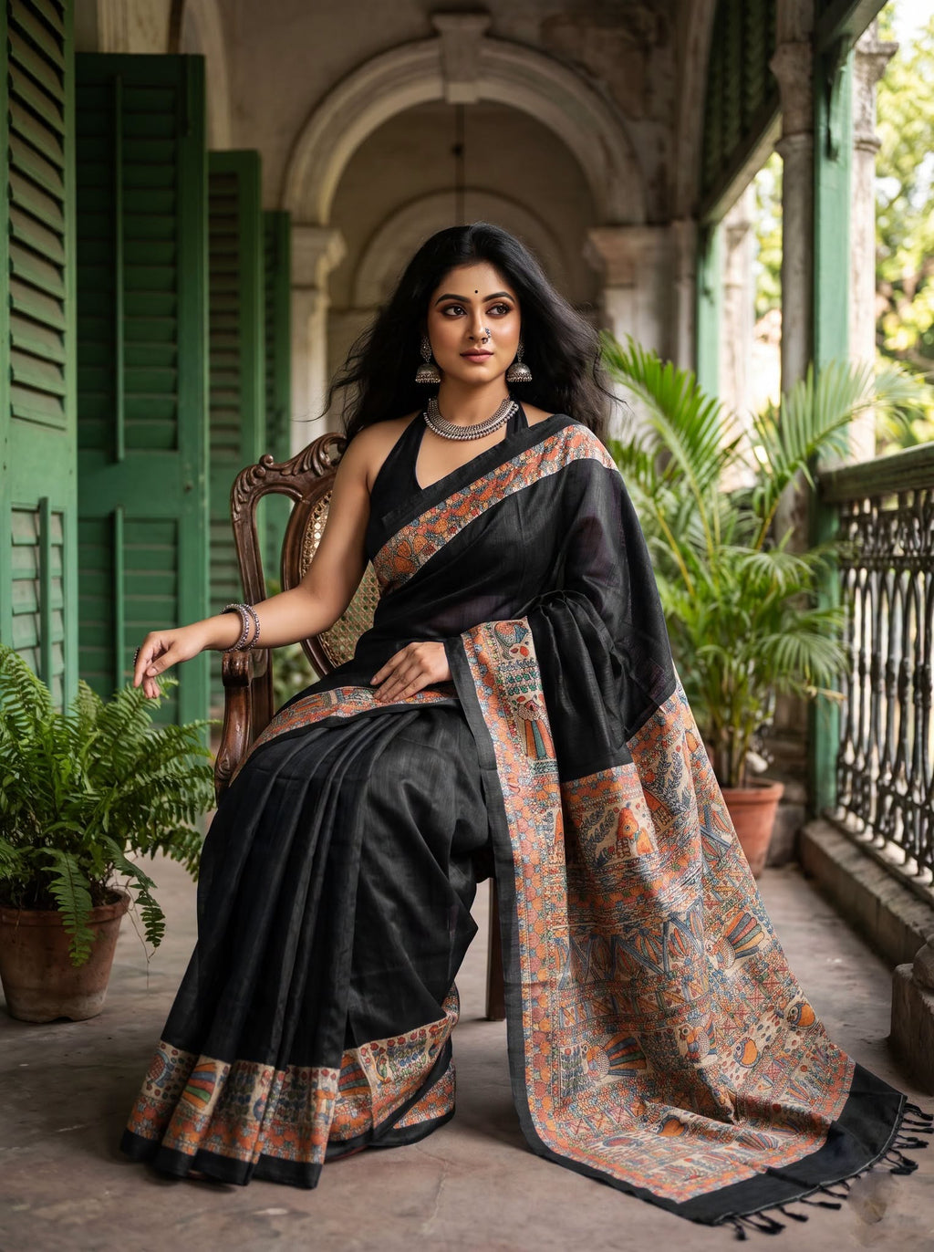 Pure Ghicha Silk Saree | Black | Silkmark