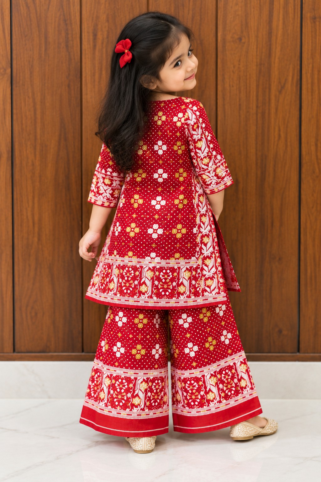 Jamdani Palazzo Set | Red