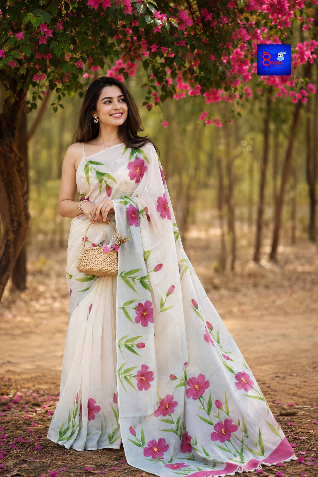 Canvas Saree - Pure Cotton Hand Painted