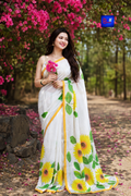 Canvas Saree - Pure Cotton Hand Painted