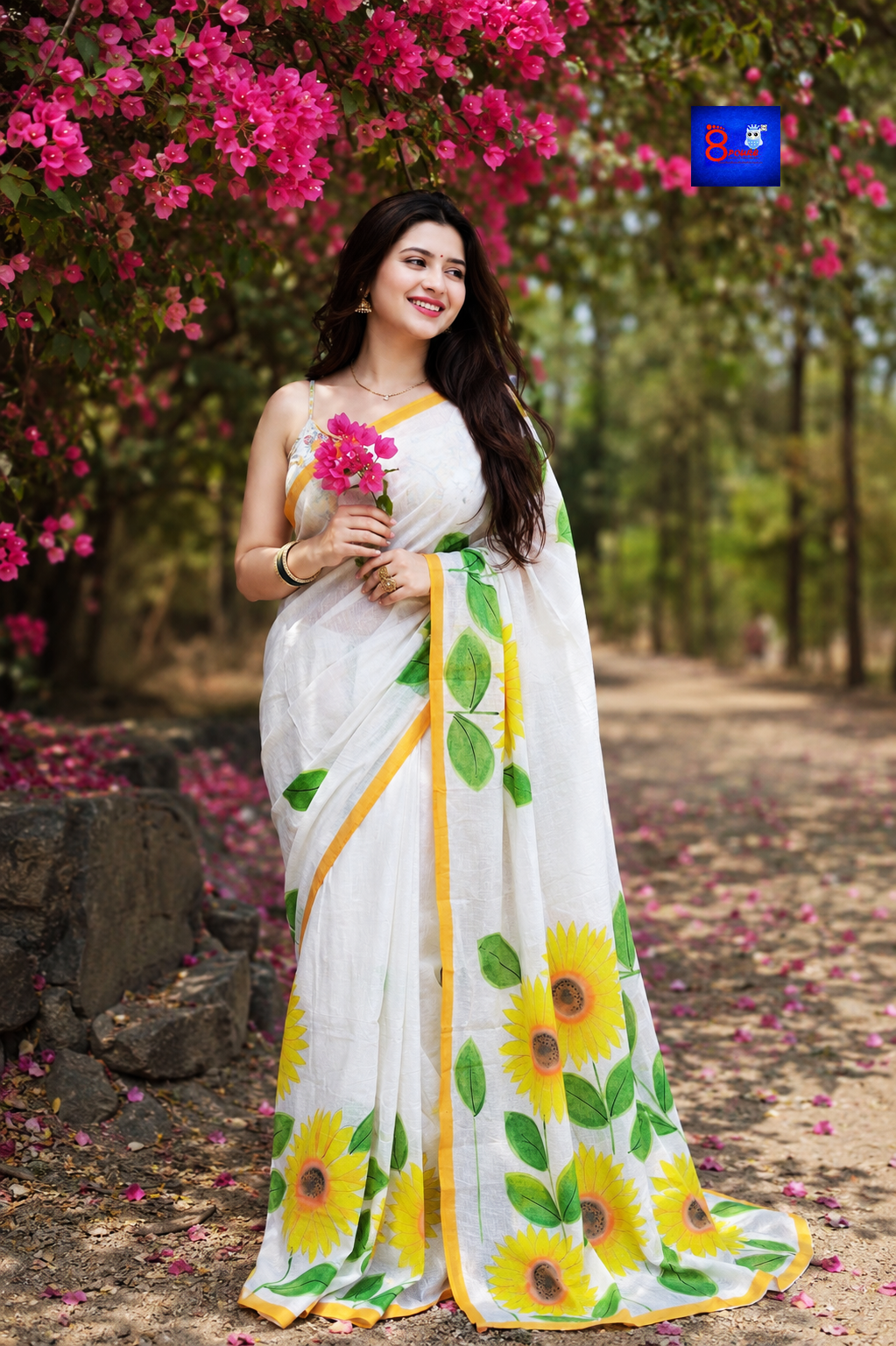 Canvas Saree - Pure Cotton Hand Painted