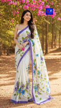 Canvas Saree - Pure Cotton Hand Painted
