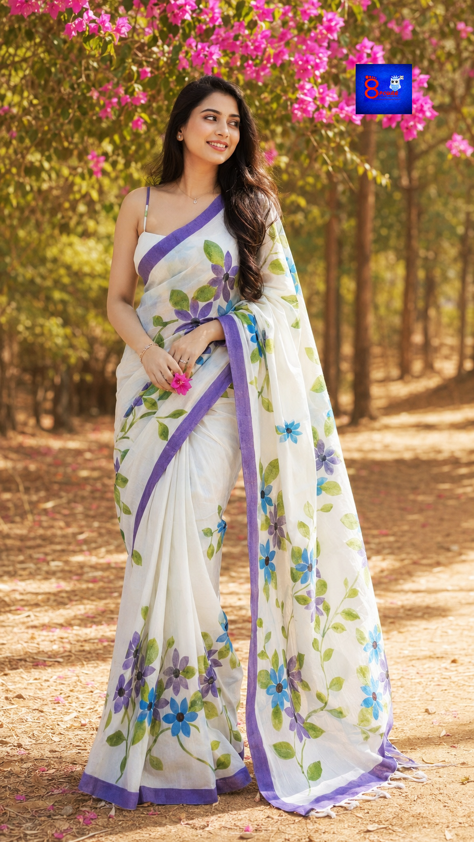 Canvas Saree - Pure Cotton Hand Painted