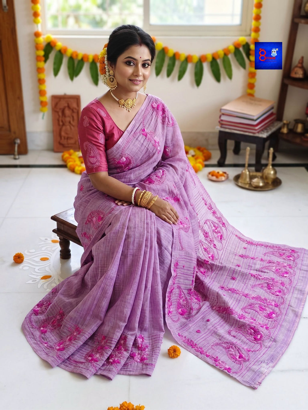 Pure Cotton Chikankari Parsi Handwork Saree