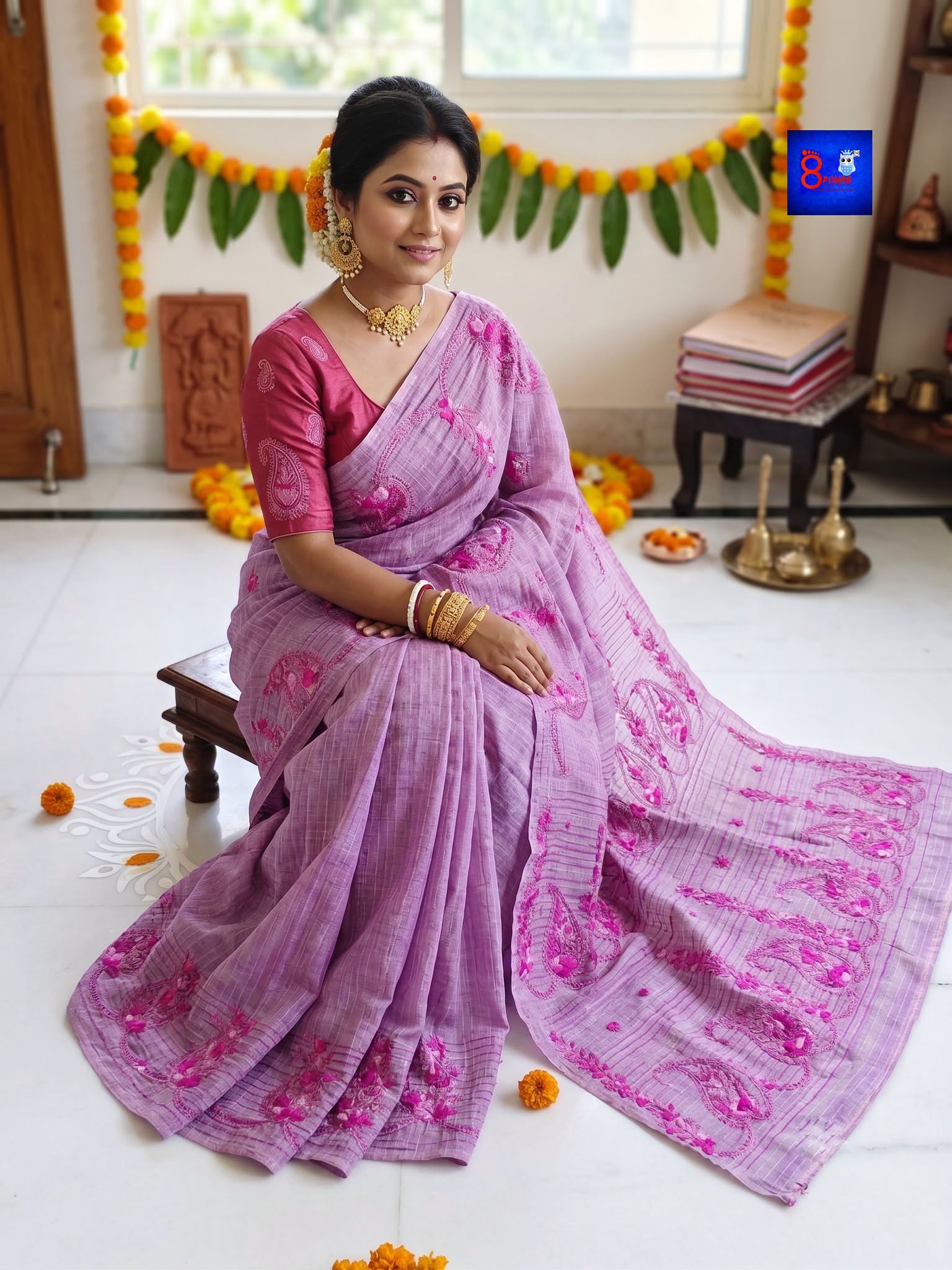 Pure Cotton Chikankari Parsi Handwork Saree