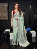 Fulia Tussare Lambani Embroidered Saree - Sage Green