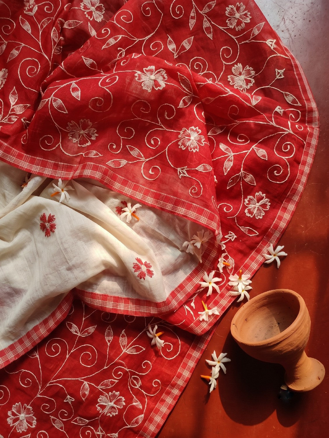 Pure Cotton Gamcha Applique Saree