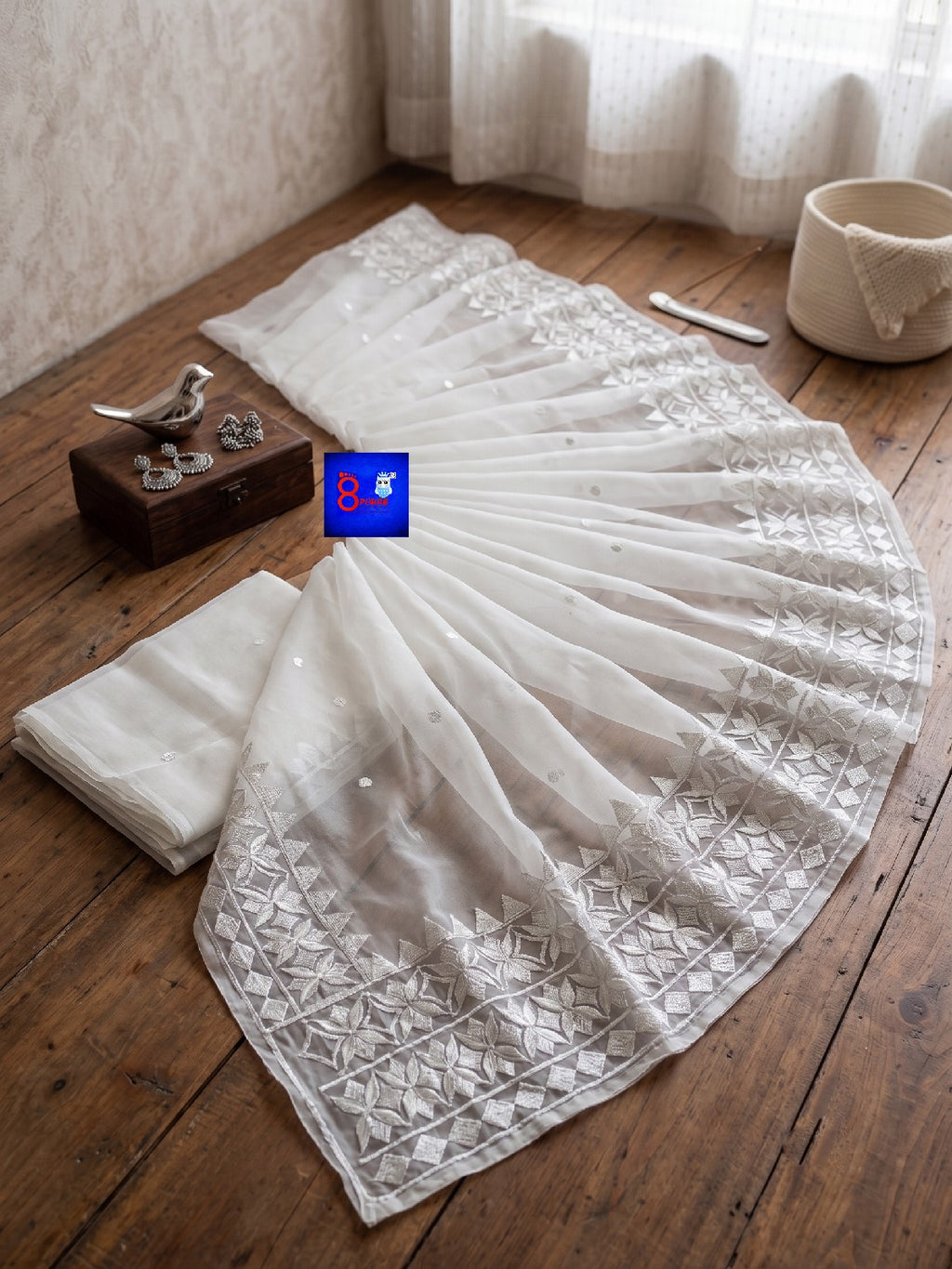Pure Organza Kathiawadi Embroidery Saree