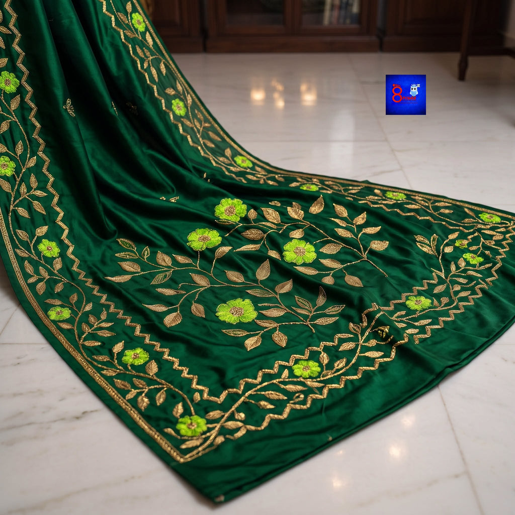 Pure Bengalore Silk Embroidered Zardousi Saree