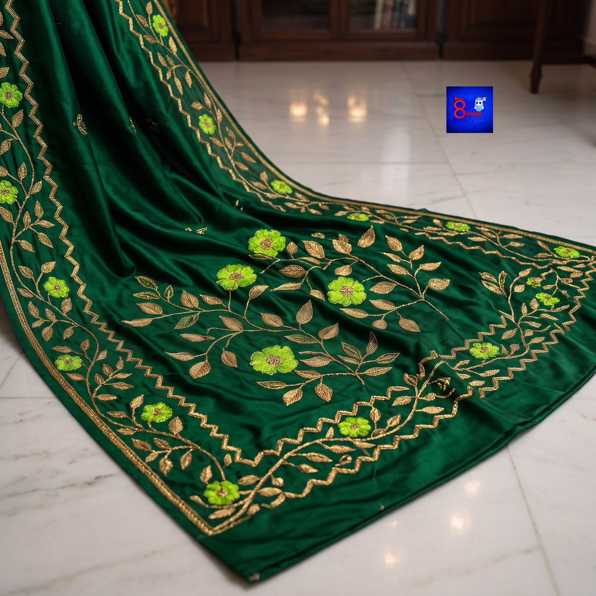 Pure Bengalore Silk Embroidered Zardousi Saree