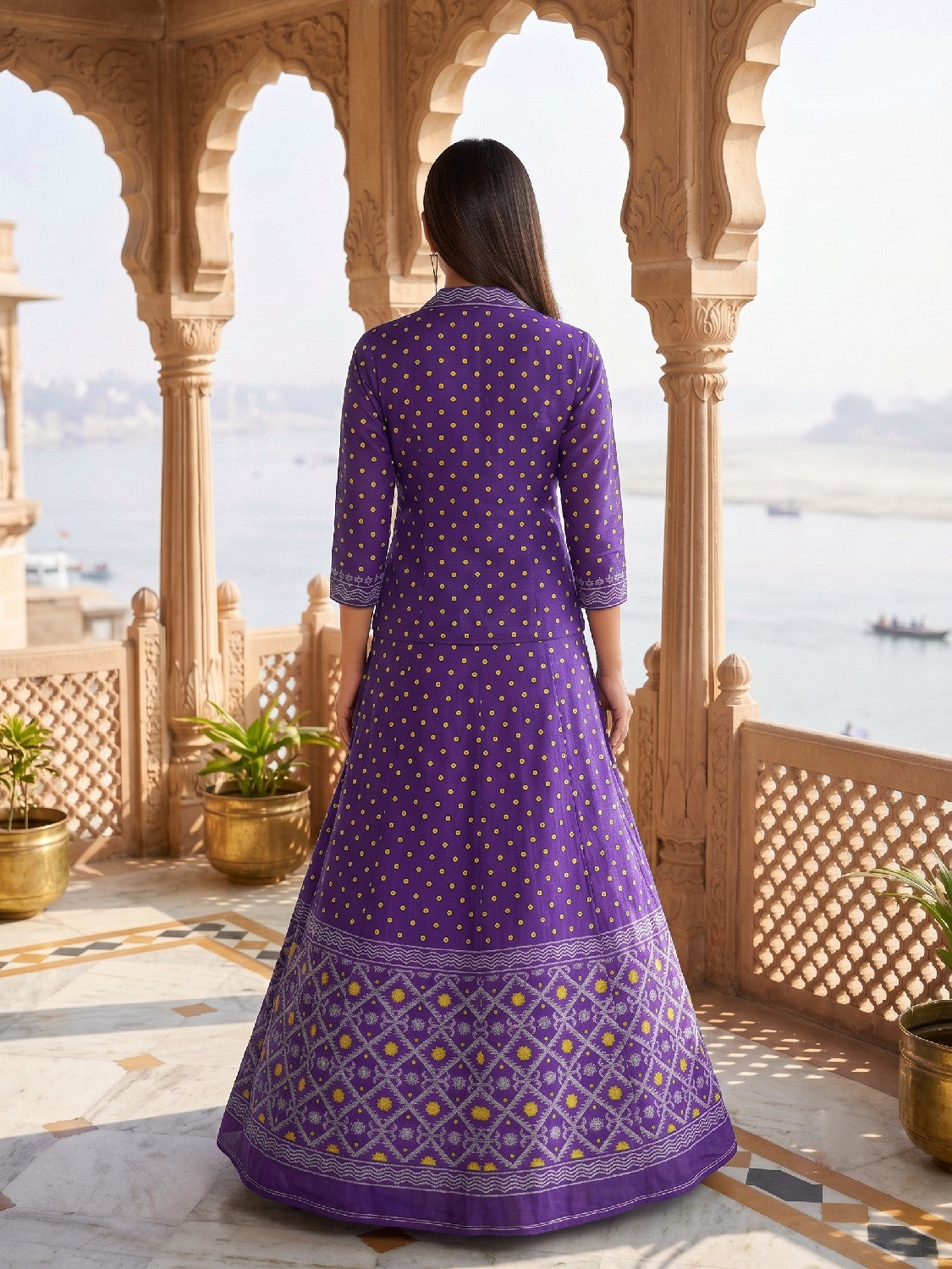 Jamdani Skirt and Blazer Style Top