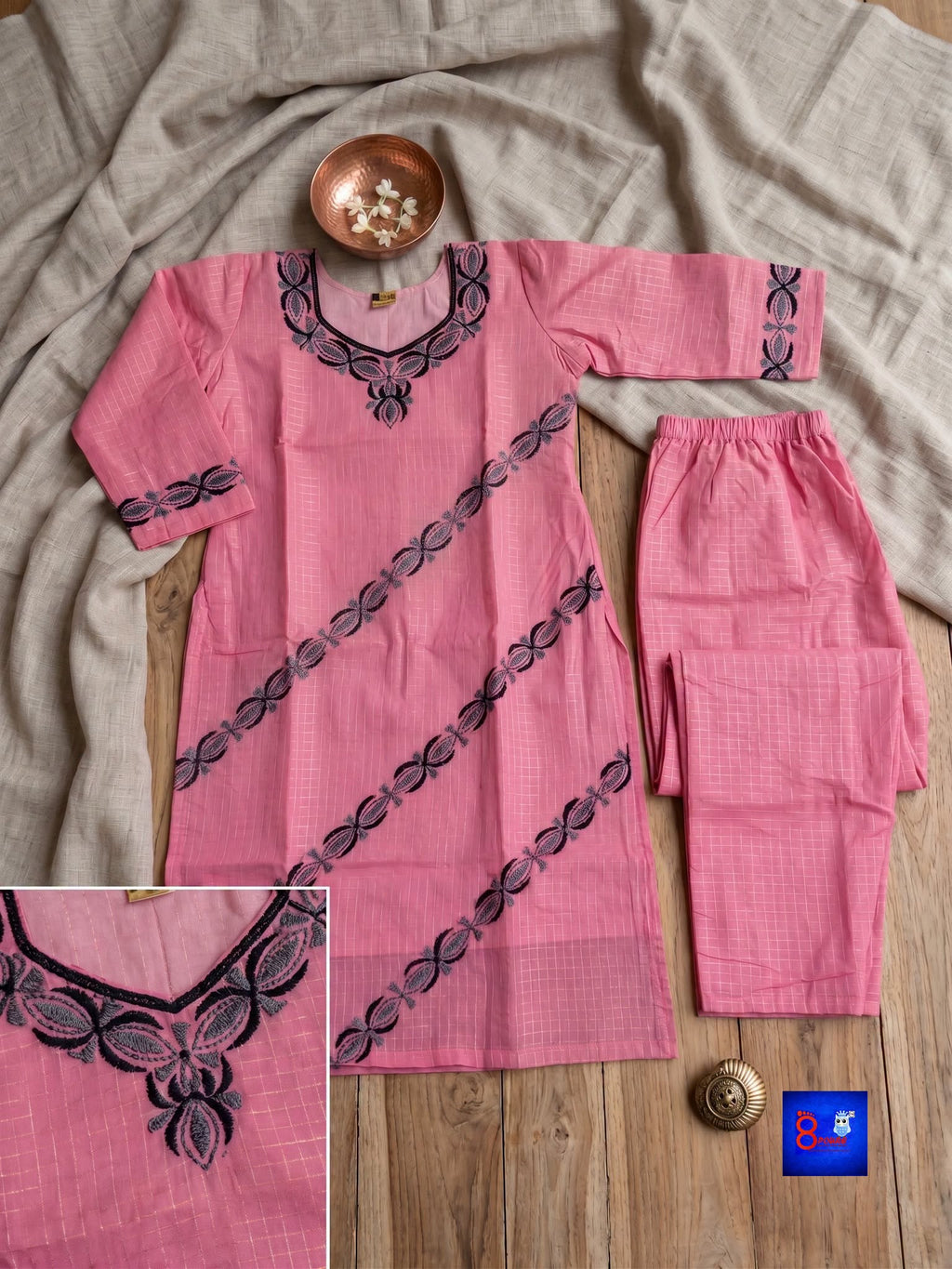 Pure Cotton Kantha Stitch Palazzo Set