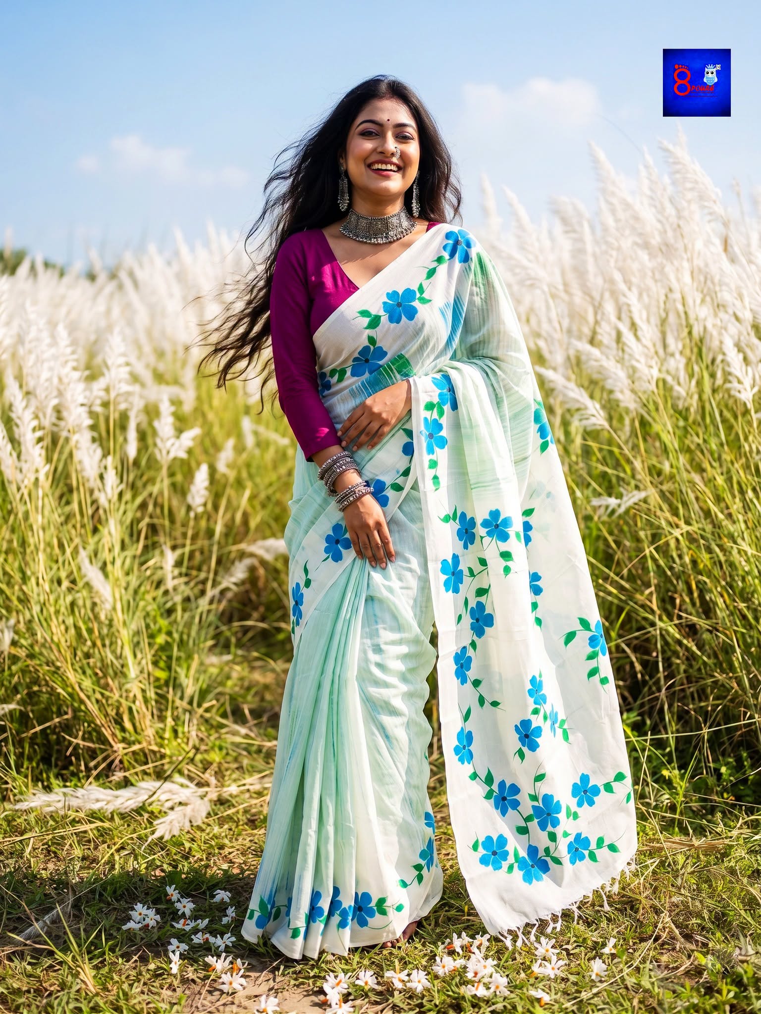 Pure Cotton Hand-Painted Saree