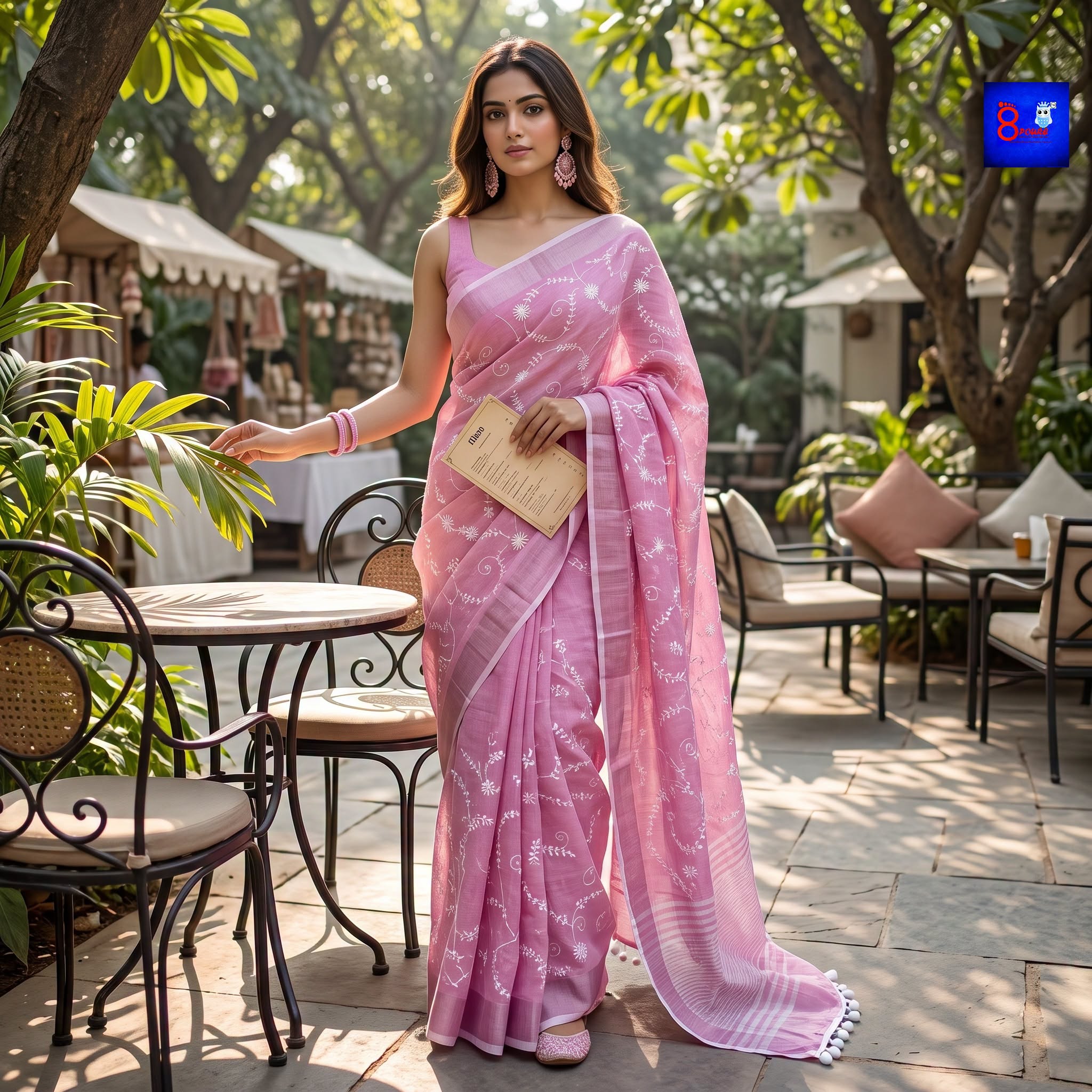 Authentic Bhagalpur Linen Chikankari Saree