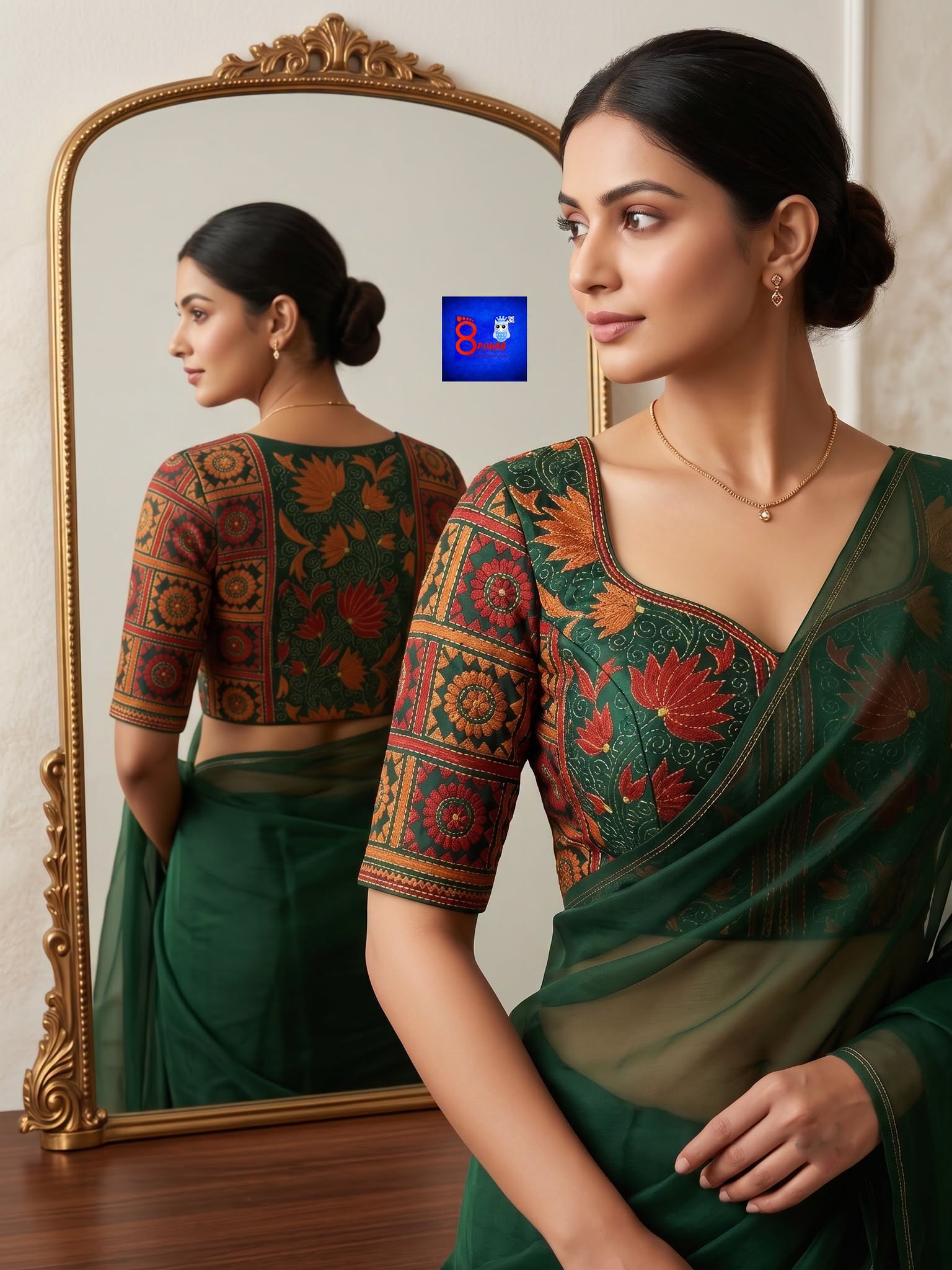 Pure Silk Kantha Stitch Blouse Piece