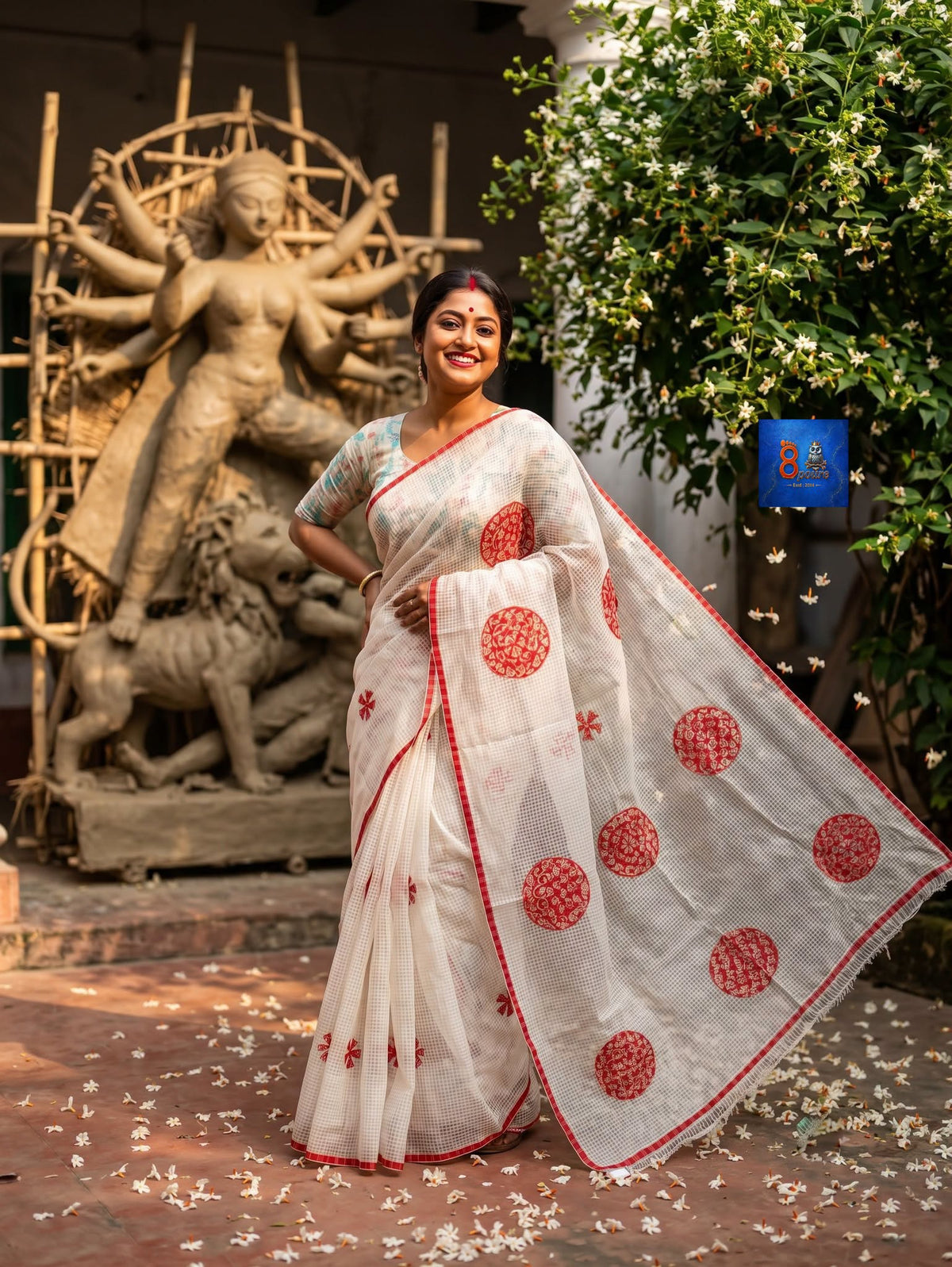 Resham Check Applique Saree