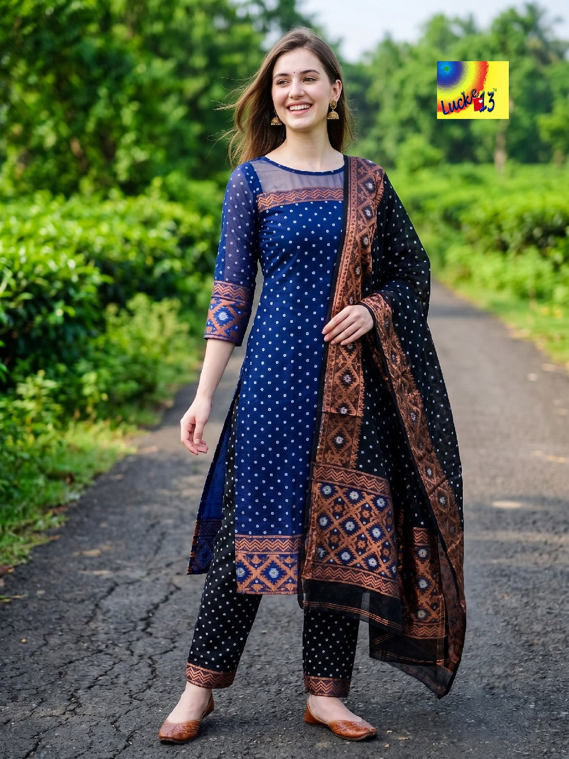 Handloom Jamdani Kurti, Dupatta & Pant Set