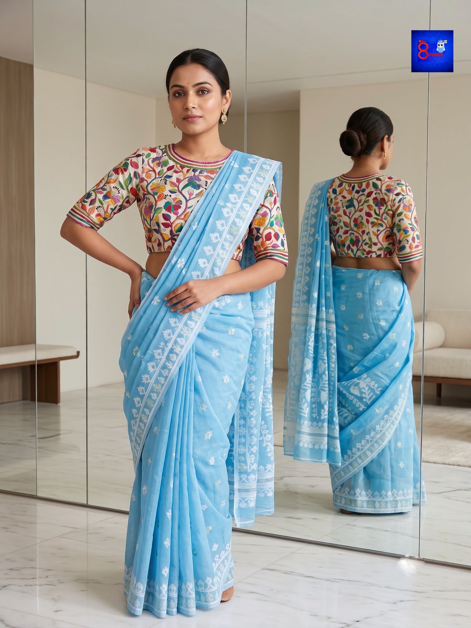 Pure Silk Kantha Stitch Blouse Piece