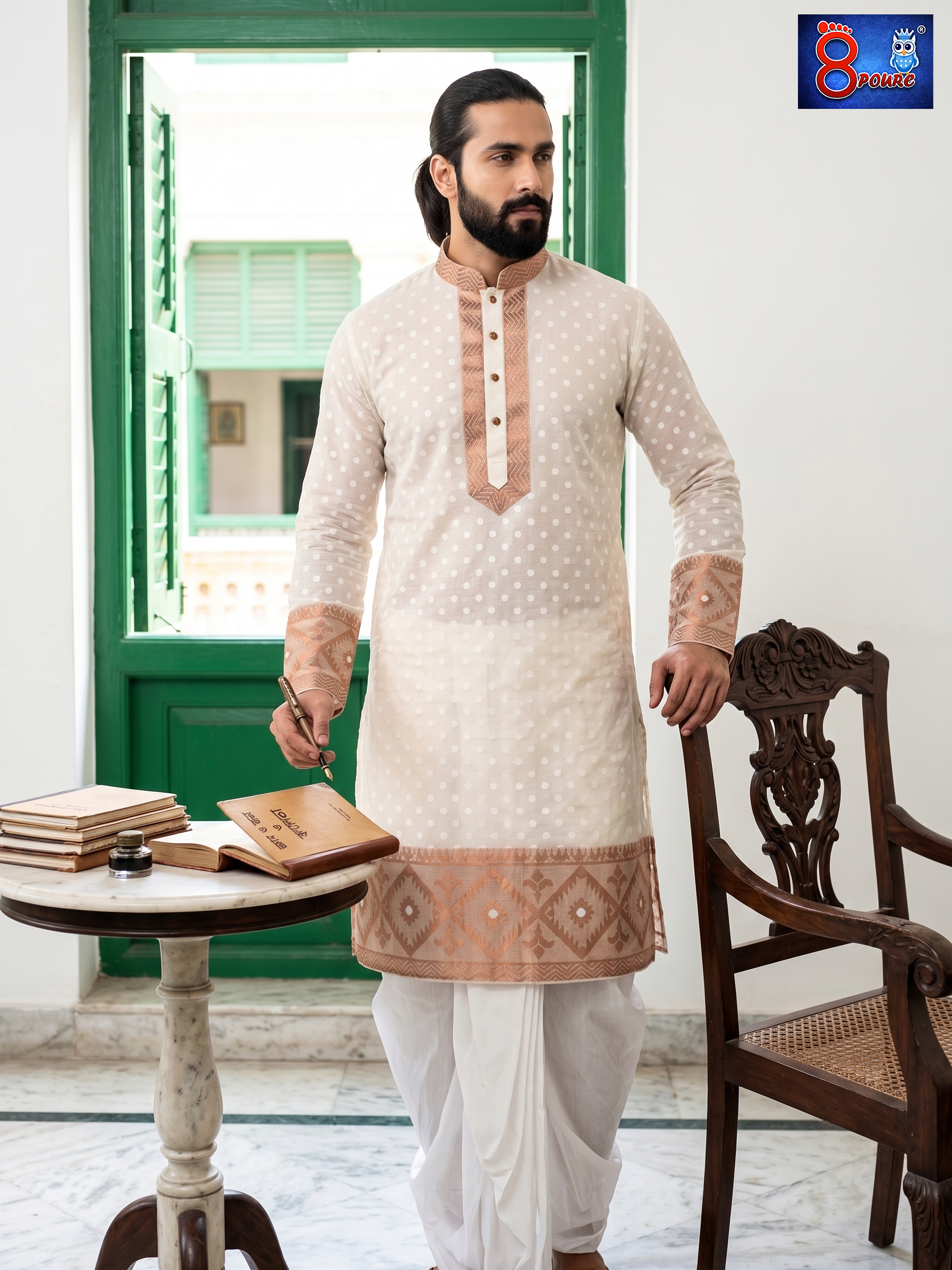 Woven Jamdani Kurta For Men