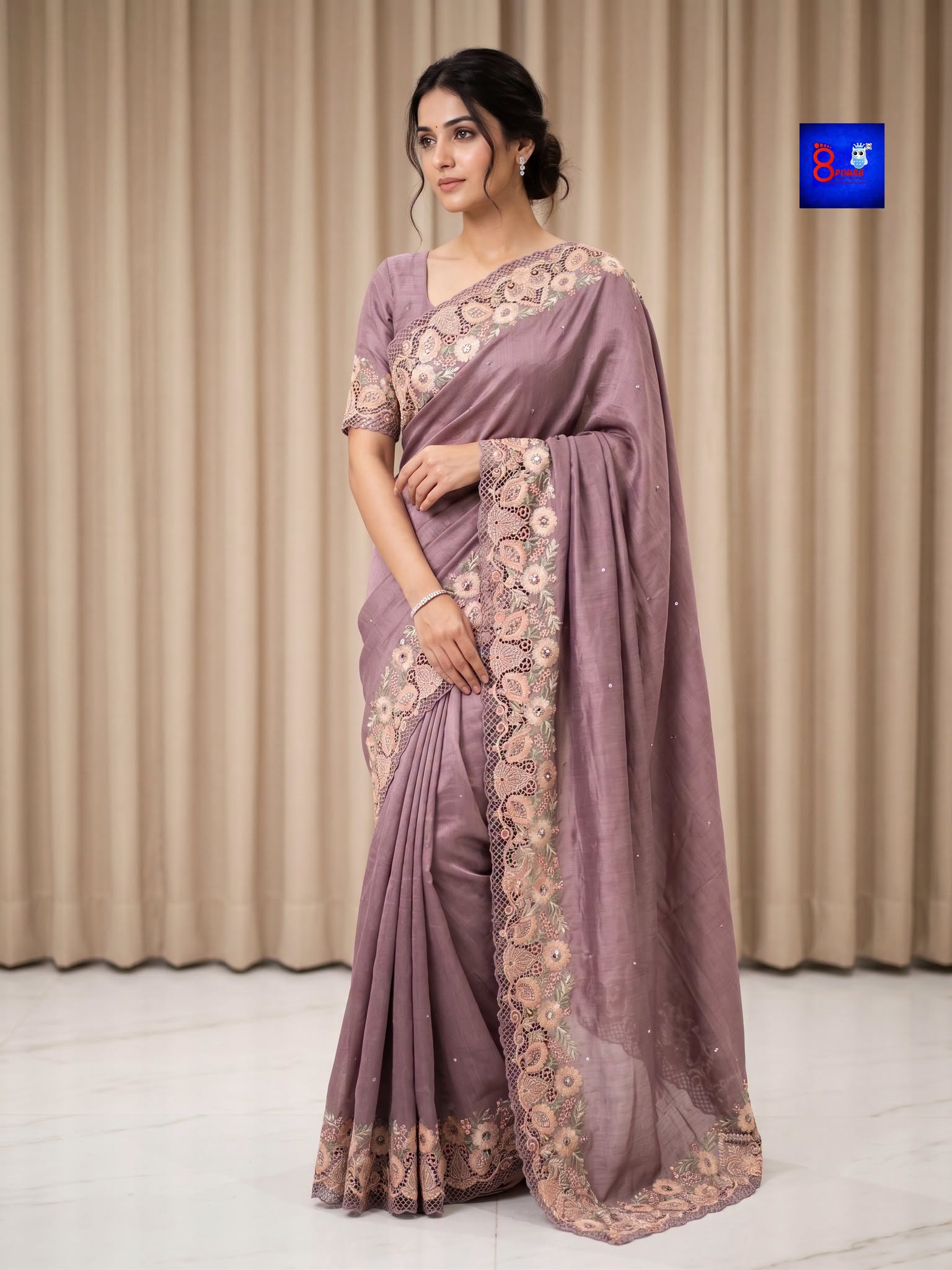 Pure Chiffon Tissue Exclusive Embroidery Saree