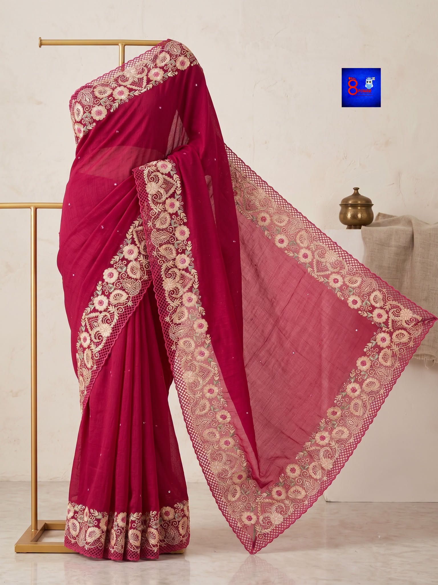 Pure Chiffon Tissue Exclusive Embroidery Saree