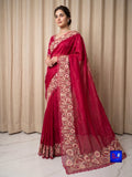 Pure Chiffon Tissue Exclusive Embroidery Saree