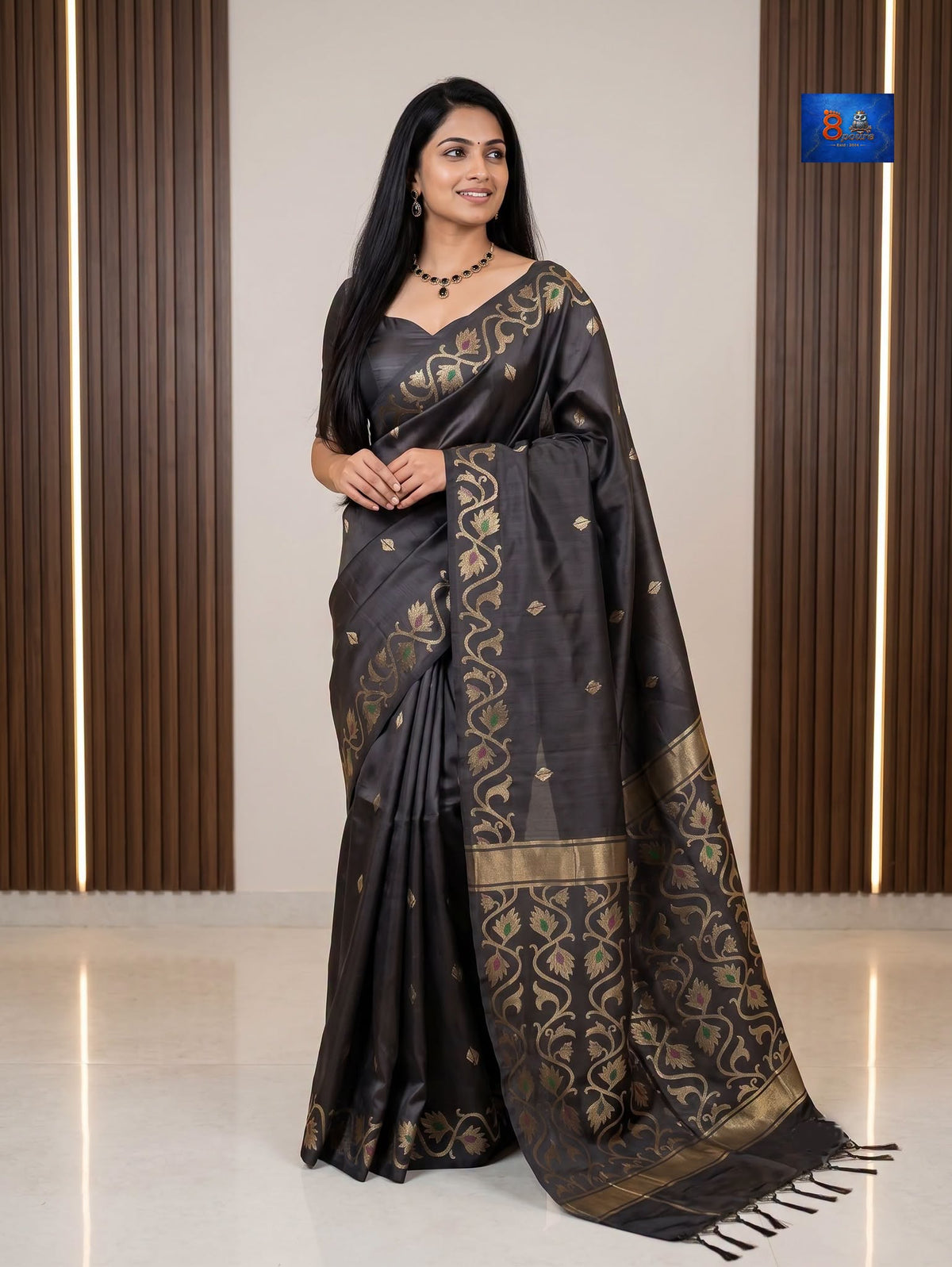 Modal Silk Jamdani Saree - Pearl Grey