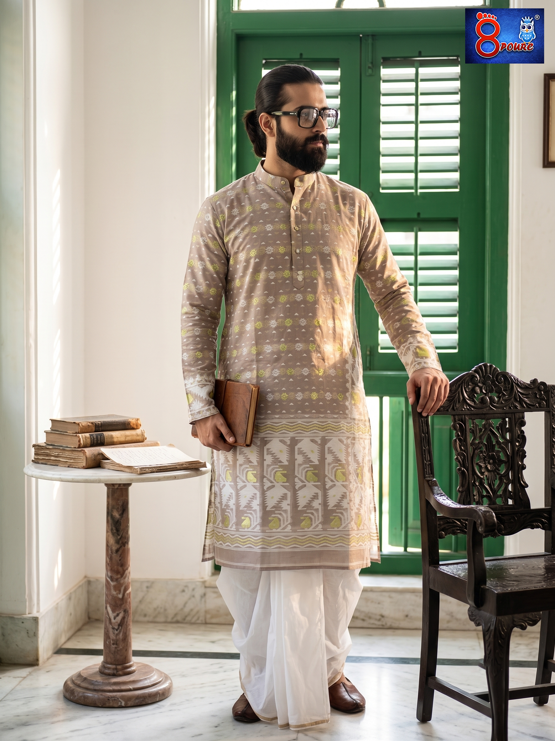 Woven Jamdani Kurta For Men