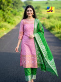Handloom Jamdani Kurti, Dupatta & Pant Set