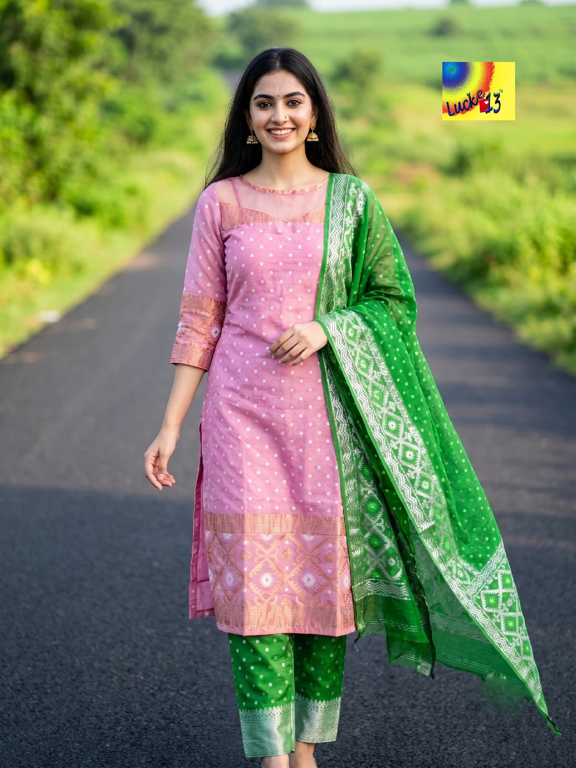 Handloom Jamdani Kurti, Dupatta & Pant Set