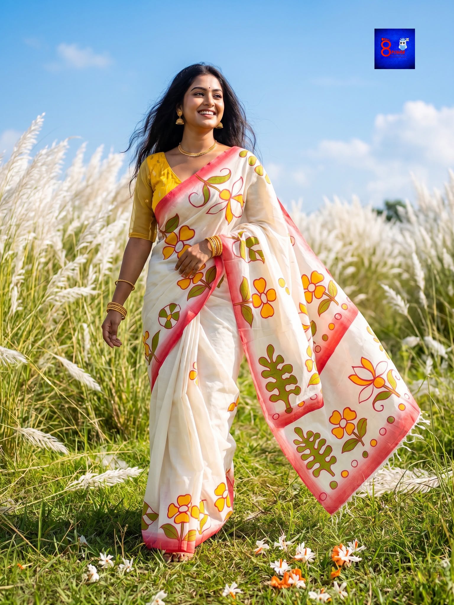 Pure Cotton Hand-Painted Saree